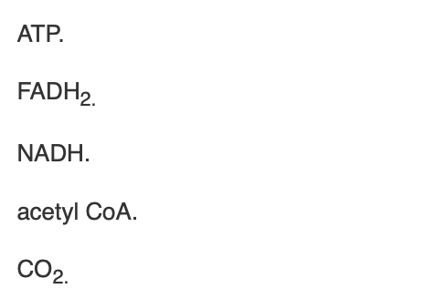 <p><span>Each of the following is a product of the citric acid cycle </span><em>except</em></p>