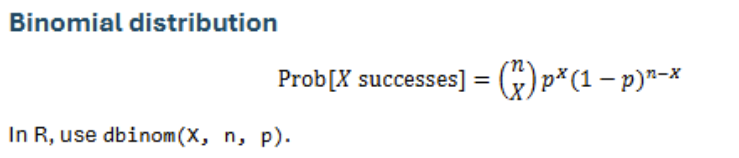 <p>Binomial distribution formula </p>