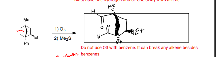 <p>-Oxidative cleavage </p><p>-makes an aldehyde and ketone at cleavage </p>