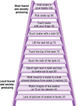 <p class="MsoListParagraphCxSpFirst"><strong>Cognitive behavioural therapy: </strong>Focuses on addressing pattern underlying a specific phobia. Aims to assist the individual to develop a new understanding that their feared stimuli are not dangerous, avoidance is unnecessary. Avoidance and safety behaviour is used by people with phobias to help minimise or control their fear – these need to be targeted.</p><p class="MsoListParagraphCxSpLast"><strong>During CBT</strong>: Therapist will address both the cognitive and behavioural components of the therapy. Objects thinking = lead to changes in feelings and behaviour, particularly a reduction in fear, anxiety and avoidance</p><p class="MsoListParagraphCxSpLast"><strong>Cognitive therapy:</strong> Identify negative thoughts (cognitive biases), challenge and feeling replace with more positive ones. Reduction in fear-related behaviours such as avoidance of the phobic stimulus. </p><p class="MsoListParagraphCxSpLast"><strong>Behaviour therapy:</strong> Identify and challenge negative behaviours (using relaxation techniques such as breathing retraining or progressive muscle relaxation, promoting exercise), develop and maintain more positive behaviours. </p><p class="MsoListParagraphCxSpLast">·<span style="font-family: "Times New Roman"; line-height: normal; font-size: 7pt;"> </span><strong>Systematic desensitisation: </strong>Classical conditioning plays a role in the development of some specific phobias. Apply classical conditioning processes in developing therapies for treating phobias and aims to replace anxiety with a relaxation response. </p><p class="MsoListParagraphCxSpMiddle"><strong>Three step process: </strong>Systematic desensitisation involves three steps:</p><ol><li><p class="MsoListParagraphCxSpMiddle">Learning a relaxation technique: decrease physiological symptoms. (Breathing retraining, progressive muscle relaxation, visual imagery).</p></li></ol><ol start="2"><li><p class="MsoListParagraphCxSpLast">Forming a fear hierarchy: Breaking down the anxiety-arousing object into least to most anxiety-producing. </p></li><li><p class="MsoListParagraph">Gradual exposure to the fear stimulus in the hierarchy: least-frightening fear while using a relaxation technique to control the fear response, repeated until the stimulus no longer produces a fear response, instead produces a relaxation response. Done in vovo (in real life) or using visual imagery (computer generated scenarios). No advancement is made to the next step until relaxation is achieved.</p></li></ol><p></p>