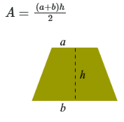 <ul><li><p>Where <em>a</em> and <em>b</em> are the bases and <em>h</em> is the height</p></li></ul><p></p>