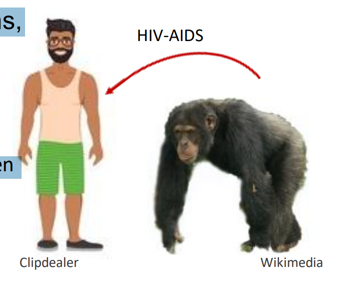 <p>Disease producing pathogens that move from an animal species to humans. </p><ul><li><p>Of the emerging pathogens, 75% are zoonotic.</p></li><li><p> AIDS. Pathogen that jumped host From nonhuman primates and then evolved into a new virus.</p></li></ul><p></p>