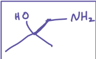 <p>Cyanohydrin Formation + Hydrogen Nu- Reduction</p><p>Tetrahedral with OH group and CH2+Amine</p>