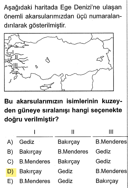<p>Bakırçay, Gediz, Küçük Menderes, Büyük Menderes.</p>