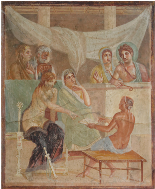 <p>Identify the scene depicted in this wall painting in the tablinum of the house of the tragic poet </p>
