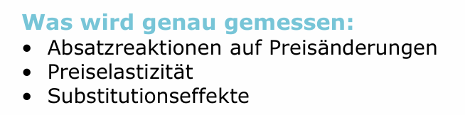 <p>Analyse von tatsächlichem Kaufverhalten unter realen Bedingungen</p><p>Zentrale Methoden: </p><ul><li><p>A/B-Tests im Online-Shop </p></li><li><p>Preisvariationen im Handel </p></li><li><p> Kassendaten / Scannerdaten</p></li><li><p> Paneldaten (Haushaltspanels</p></li></ul><p></p>