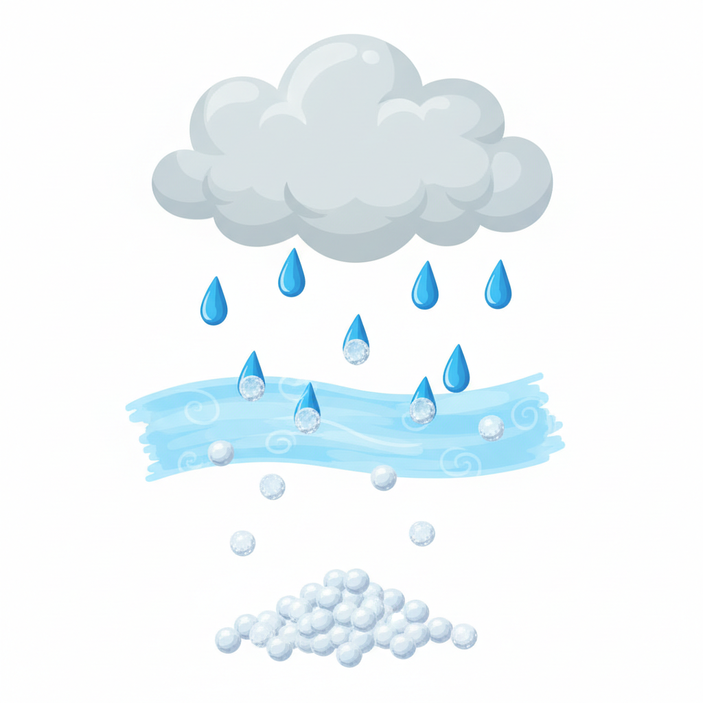 <p>Rain or melted snow that freezes into tiny ice pellets before it hits the ground.</p>
