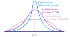 <p>As sample size increases, the t-distribution approaches the standard normal Z-distribution.</p>