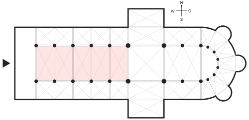 <p>the central area of a basilica</p>