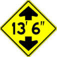 <p>This sign shows the clearance between the bridge and the road ahead. Vehicles more than the posted height cannot clear the bridge.</p>