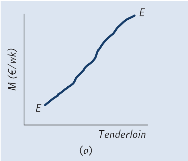 <p>Good whose quantity demanded increases as income increases</p><ul><li><p>Engel curve slopes upwards</p></li></ul><p></p>