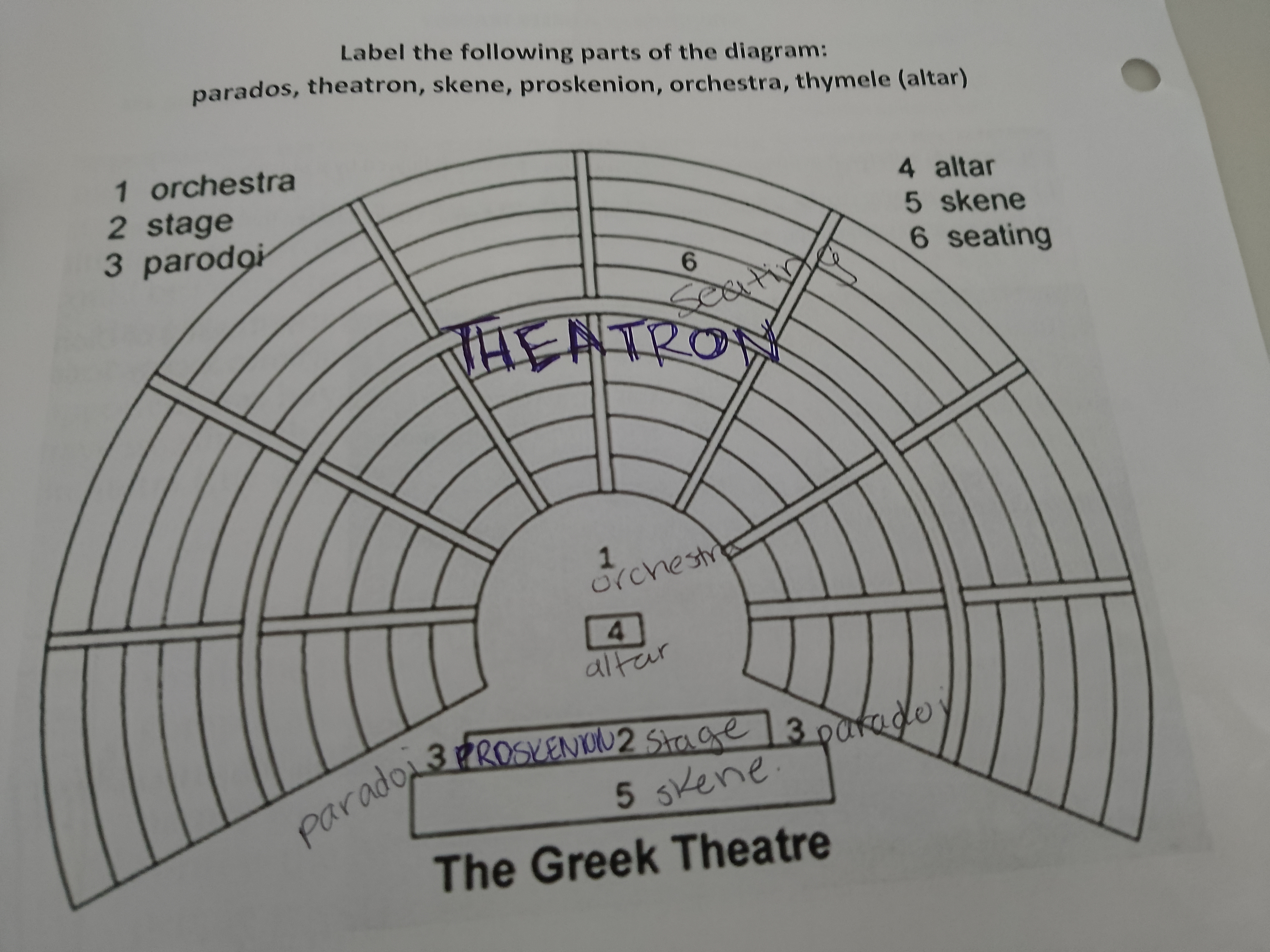 <p>In greek, this means “a place for viewing” this is the audience seating area, carved in stone, nestled into a hillside</p>
