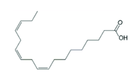 <p>Name this fatty acid (include cis/trans in the name) using the n/Ω nomenclature. </p>