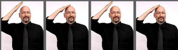 <p>dom hand pat head twice</p>