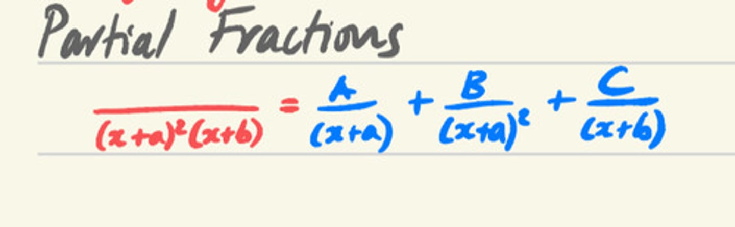 <p>Two or more fractions that add or subtract to result in a given rational expression.</p>
