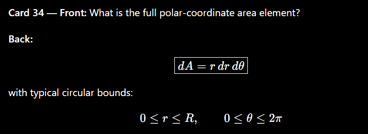 <p>dA= rdr dtheta</p>