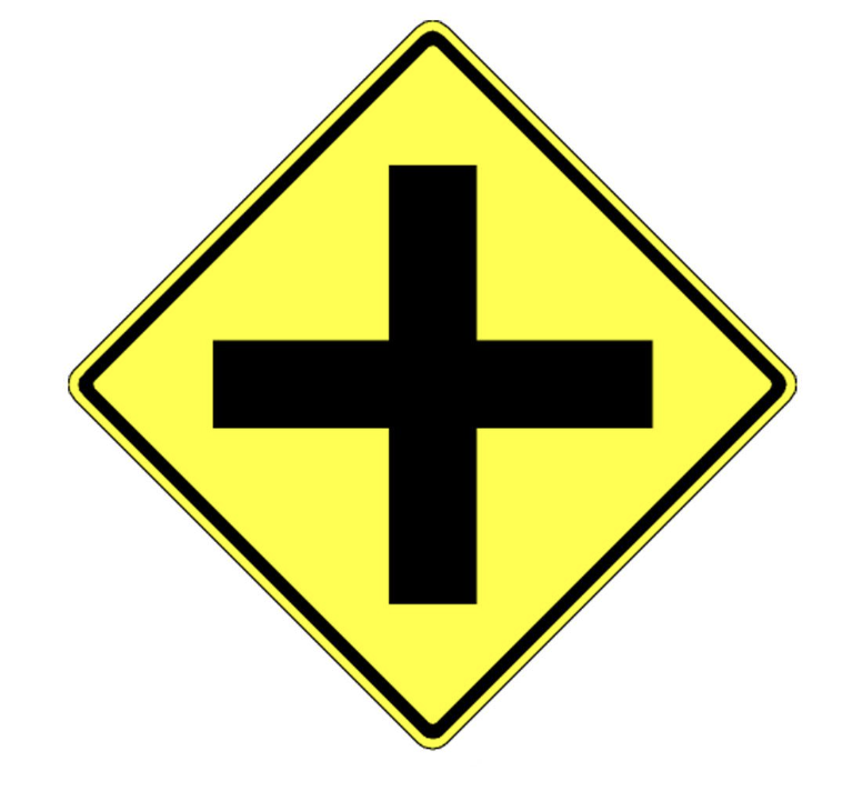 <p>Intersections Ahead Sign: Crossroad</p>