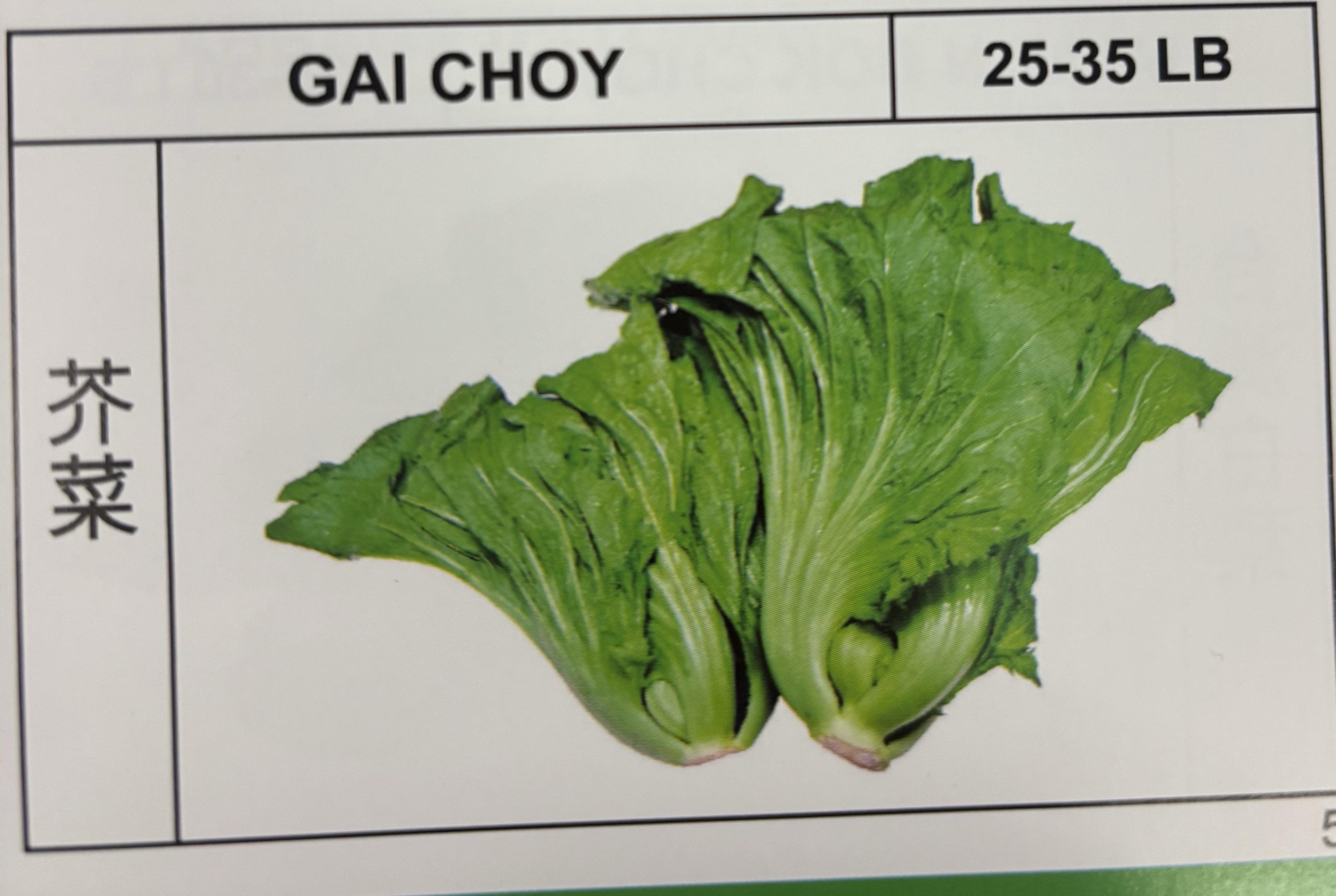 <p>GAI CHOY</p>
