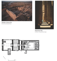 <p>hall with flat ceiling supported by multiple rows of close-set columns</p>