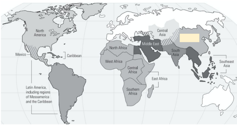 <p>What is the covered Region?</p>
