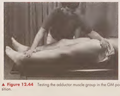 <p>Subject lies supine with the opposite limb in 25 degrees of abduction and the test limb in slight abduction on a friction-free surface.</p>