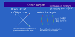 <p>When R x 045; L x 135, what is the effect on the vertical lines of the Space Eikonometer?</p>