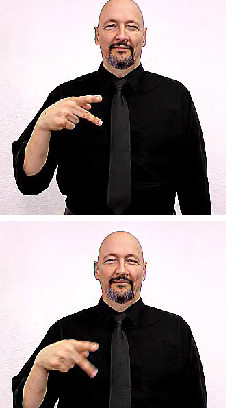 <p>dom hand makes “p” and shakes it down and up twice</p>