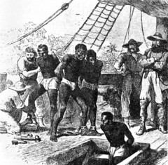 <p>The first slaves arrived in the colonies in 1619, they were not slaves for life, but worked for a period of time, like an indentured servant. Then discriminatory laws were passed, slaves and their offspring were kept in permanent bondage. (p. 28)</p>