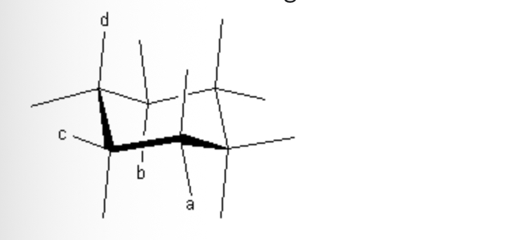 <p>which of the following is a correct statement</p><ol><li><p>bonds A and C are 1,2-cis</p></li><li><p>bonds A and B are 1,3-cis</p></li><li><p>bonds C and B are 1,3-cis</p></li><li><p>bonds A and D are 1,3-trans</p></li><li><p>bonds C and D are 1,2-trans</p></li></ol><p></p>