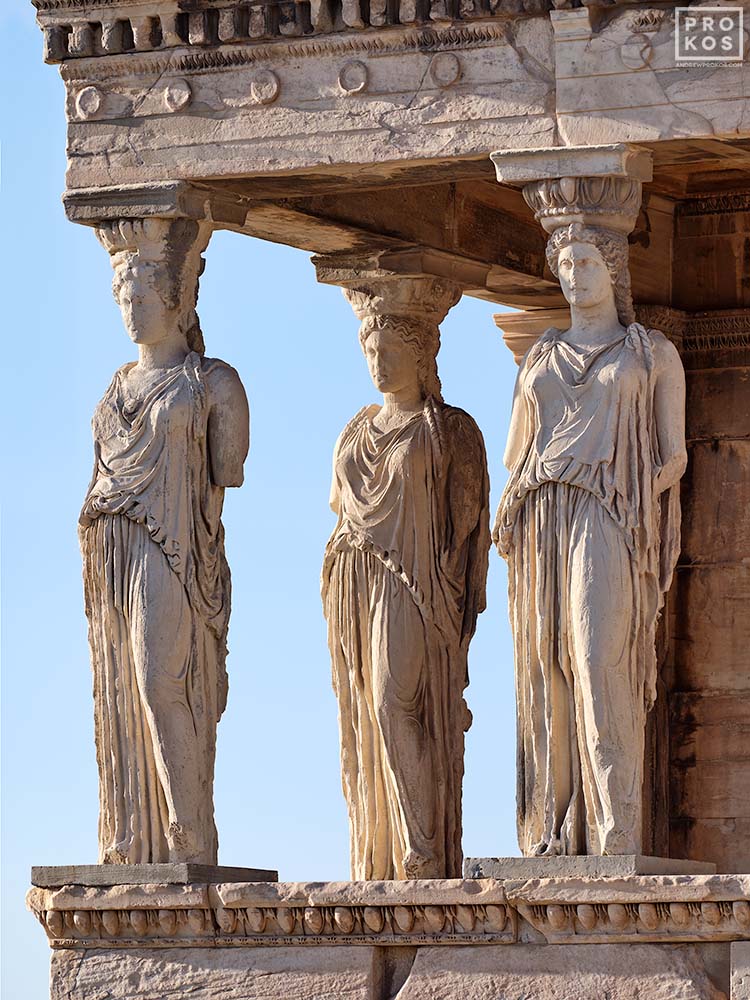 <p>erechtheion</p><p>on the acropolis in athens</p><p>the caryatids, which are columns in the shape of female statues</p>