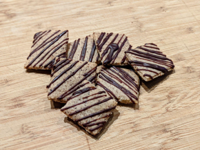 <p>Crunchy hazelnut cookie with chocolaty glaze. GF</p>