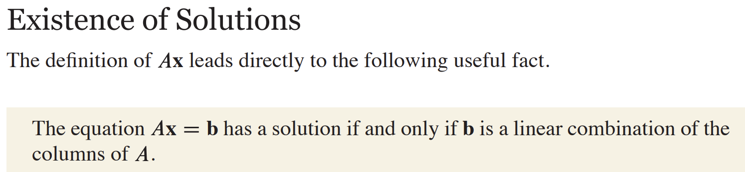 <p>aka: matrix is consistent, aka row reducting leads to no 0 0 0 | b row</p>