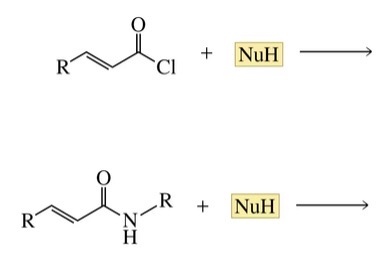 <p>Reactions of an a,B-unsaturated carboxylic acid derivative with a nucleophiles forms…</p>