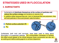 <p>nonionic surfactants (Spans and Tweens) adsorb onto particles and make flocs</p>