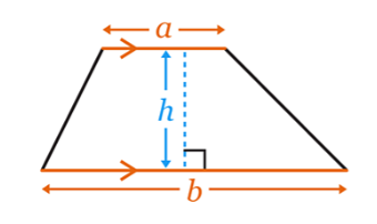 <p>$$A=\frac12\left(a+b\right)h$$ </p>