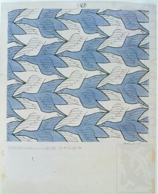 <p>A teacher uses this artwork below to connect visual art with mathematics. Which concept is MOST directly emphasized?</p>