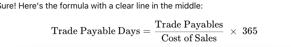 <p>Shows how long a business takes to pay for goods or services brought on credit</p>