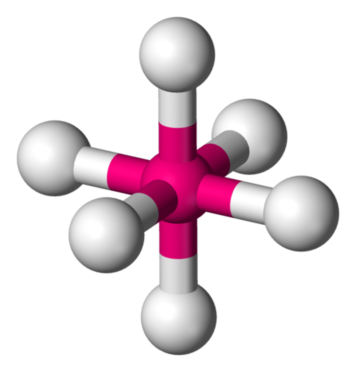 <p>6 electron domains</p><p>6 bonding domains</p><p>0 lone pairs</p><p>90 degree angles</p>