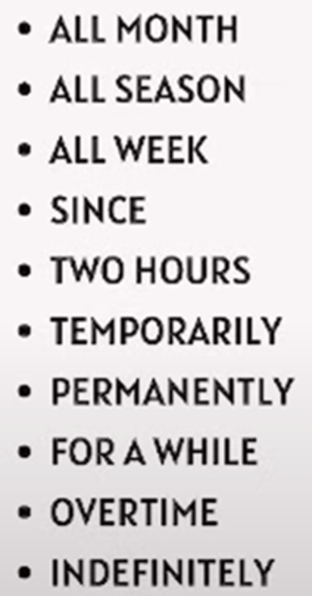 <p>How long something has taken place.</p>