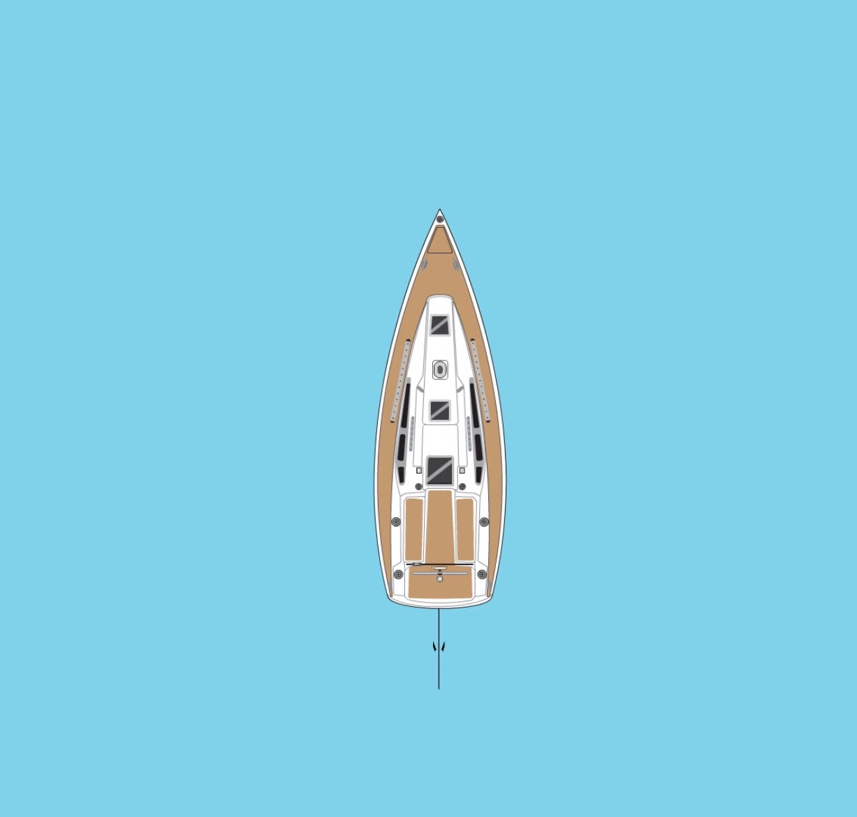 <p>Directly behind the boat</p>