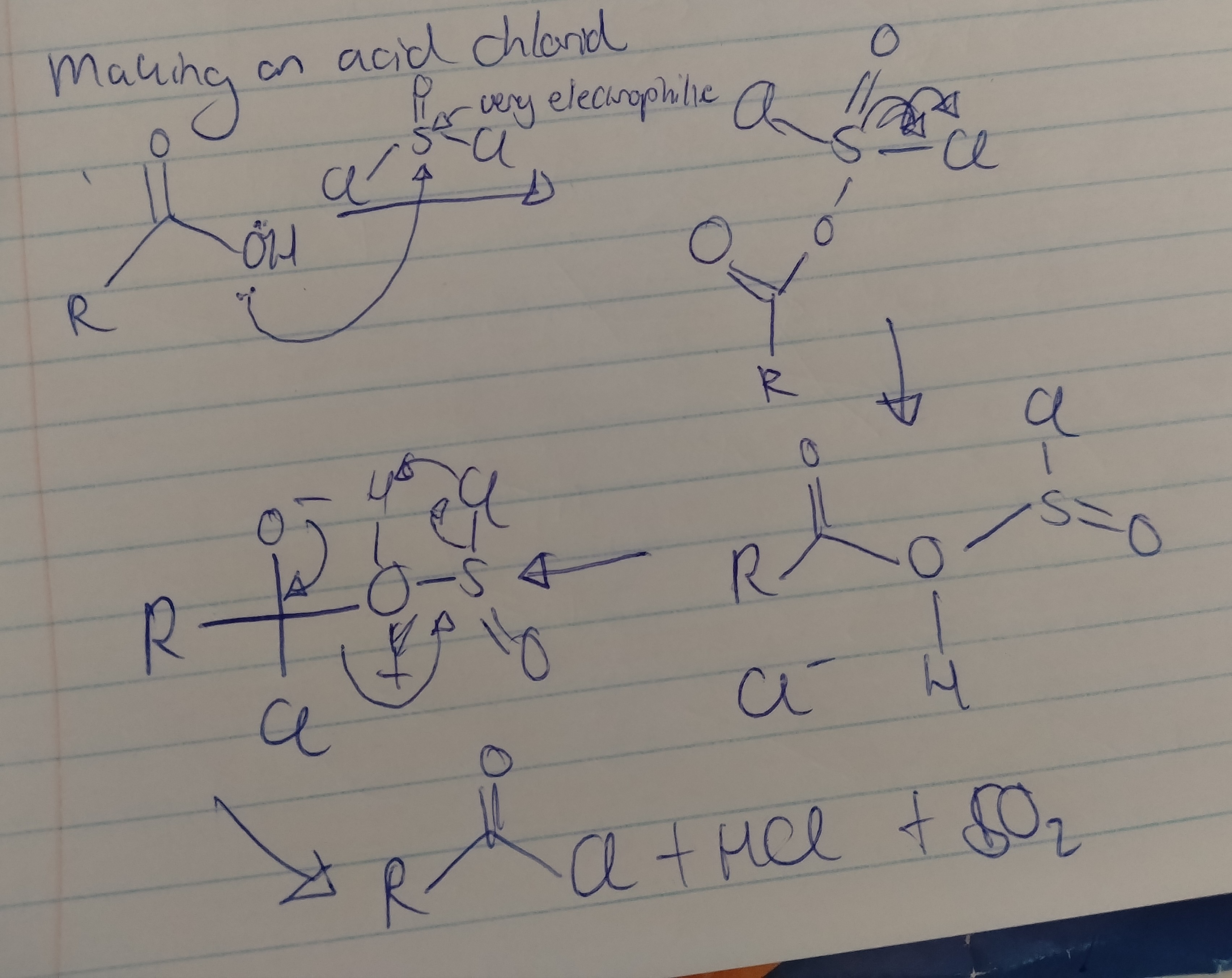 <p>A carboxylic acid, and thional chloride. </p>