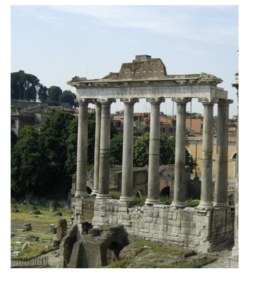 <p>Saturn is father of Jupiter</p><p>Ionic columns</p><p>Vowed and paid for by Lucius Munatius Plancus after his triumph in 43 BCE</p><p>Inscription tells of restoration in 360-80 CE</p><p></p>