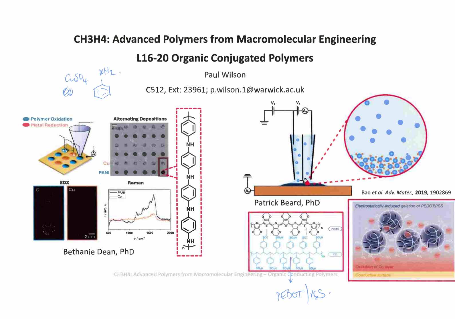 <p>PEDOT is electrically conductive, while PSS disperses it in water and makes it processable into thin conductive films by printing, coating or spraying</p>