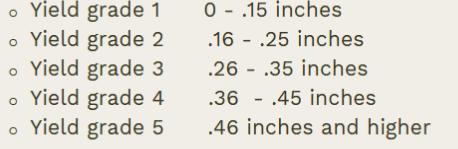 <p>Yeild grade 1-5</p>