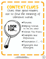 <p>Words surrounding an unknown word that help explain the unknown word's meaning.</p>