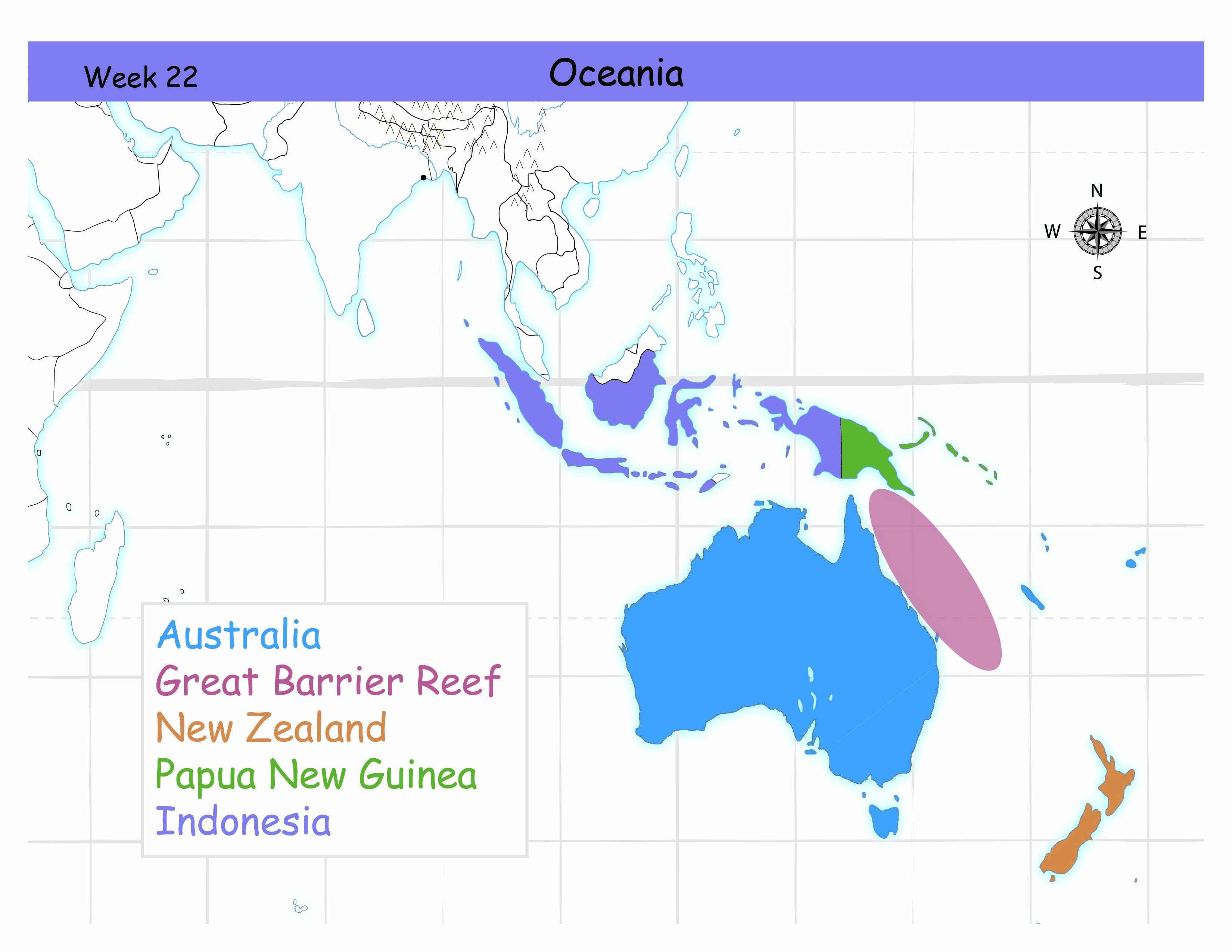 <p><mark data-color="purple" style="background-color: purple; color: inherit;">Indonesia. Purple.</mark> South of Thailand and North of Australia.</p>