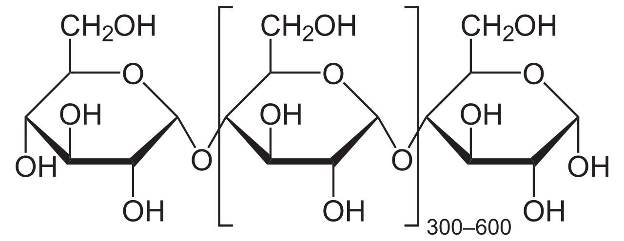 <p>A type of starch where carbon #1 is bonded to carbon #4 of the adjoining glucose, the resulting molecule will be linear but in a helix shape.</p>