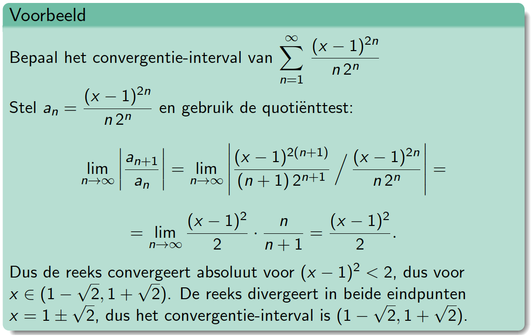 <p>Voorbeeld convergentie interval</p>