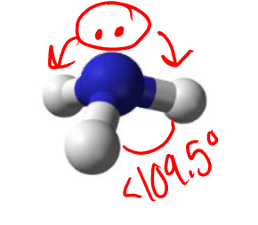 <p>Trigonal Pyramidal &amp;  <109.5 </p>