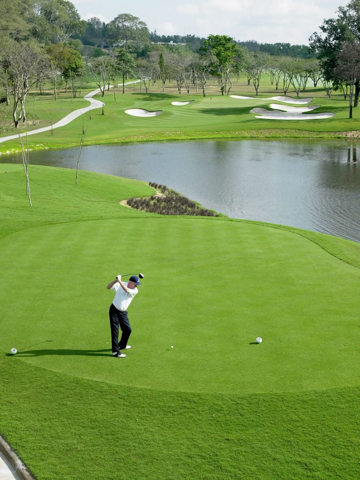 <p>the area of land where golf is played. We played eighteen holes at the ___.</p>